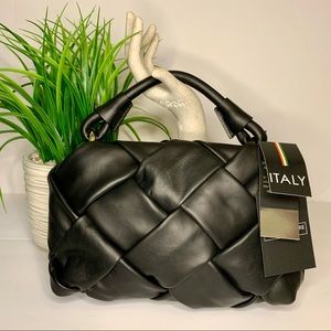 Valentina Fiore - Woven Italian Leather Purse Midnight Black Made In Italy 🇮🇹
